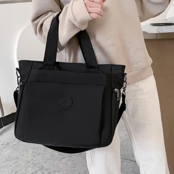 Bolsa mensageiro feminina, bolsa de ombro de Nylon à prova d'água, bolsa de ombro antirroubo com vários zíperes, com vár