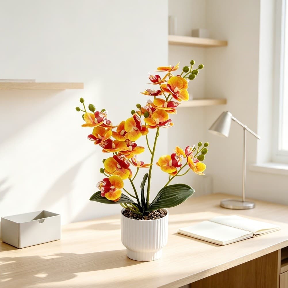 8newflores Artificiais De Orquídea Phalaenopsis 21 Hastes Para Decoração De Casa E Casamento