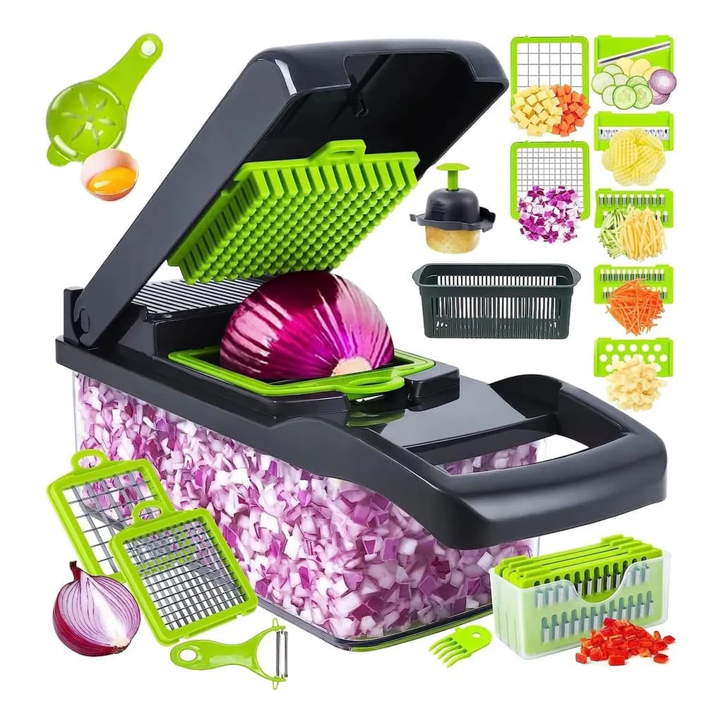 Cortador de Legumes Multifuncional 16 em 1 com Recipiente