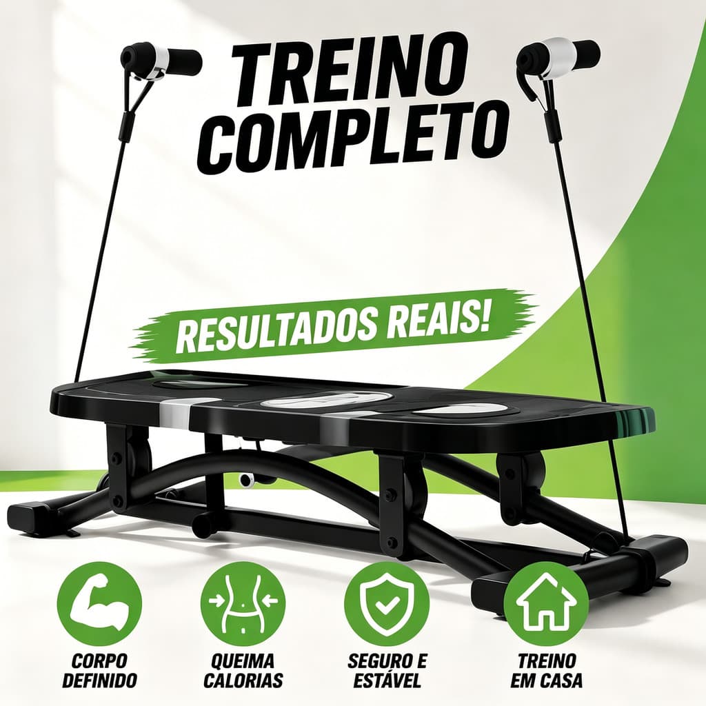 Aparelho Mini Stepper Adulto com Elásticos Exercício em Casa Fitness Compacto