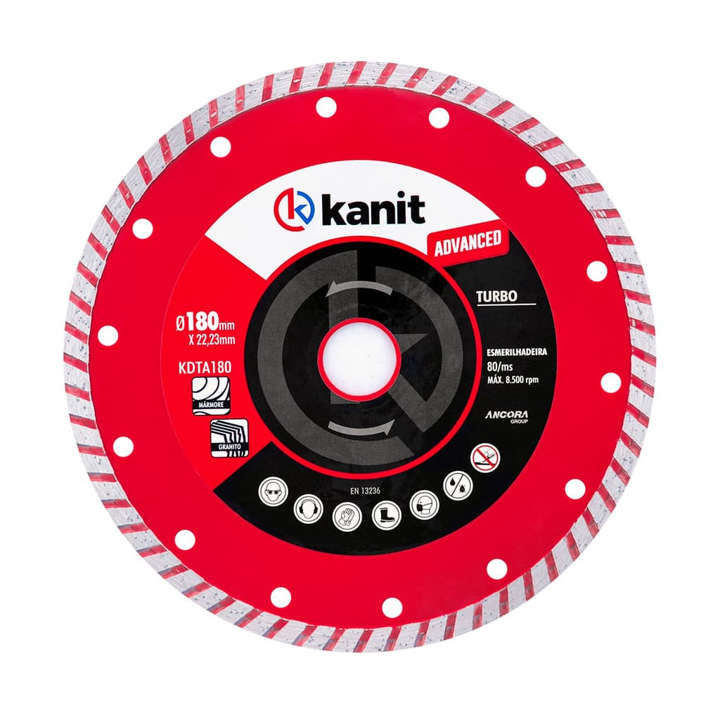 Disco Diamantado 180x22mm Kanit Kdta180 Advanced Corte Turbo Ceramica Concreto Piso Profissional Novo