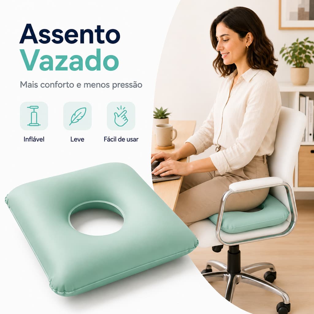 Almofada de Assento Ortopédica Quadrada (Compatível com Água/Ar) — Almofada de Suporte Ortopédico