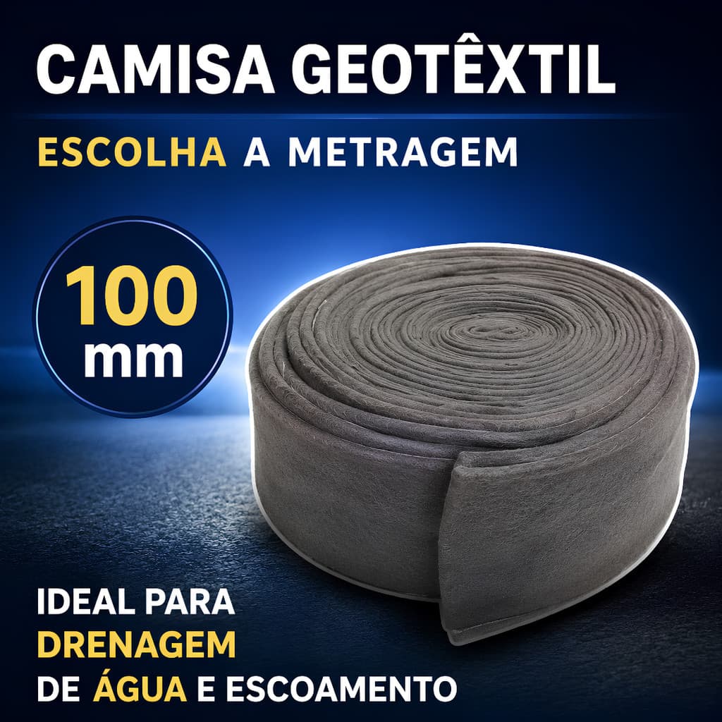 Camisa Drenante Manta de Bidim Geotêxtil 10/25 Metros para Tubo Dreno 100mm 4 polegadas