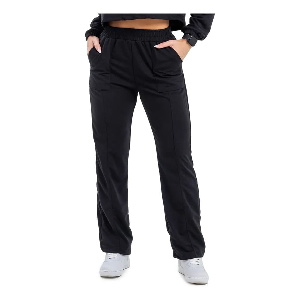Calça Moletom Feminina Manalinda Reta Cós Alto Confort Academia Treino Esportiva Frio Inverno Conforto