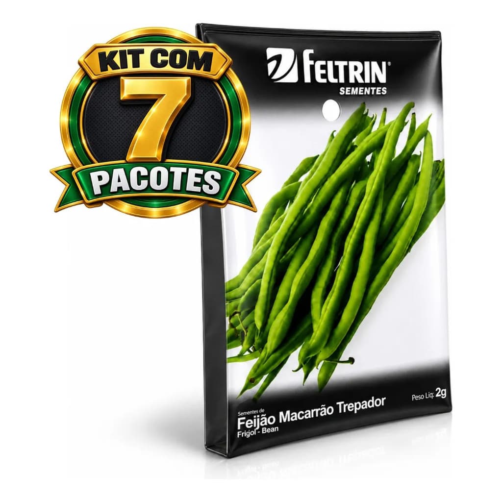 Kit com 7 Sementes Feijão de Vagem Trepador Tempesta 2g Cada para Plantio Horta e Cultivo Vertical