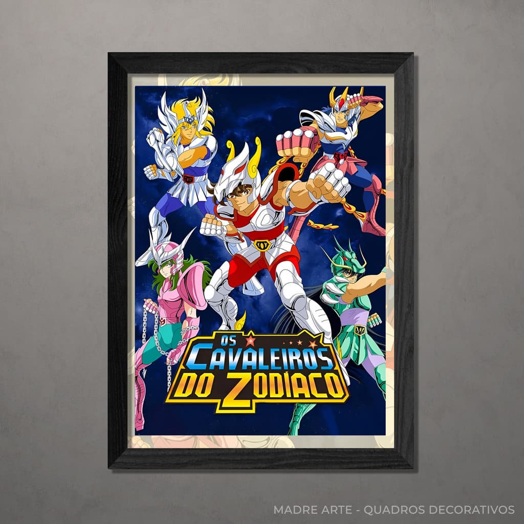 Quadro Decorativo Cavaleiros do Zoodíaco - MOD 2 A4 Com Vidro