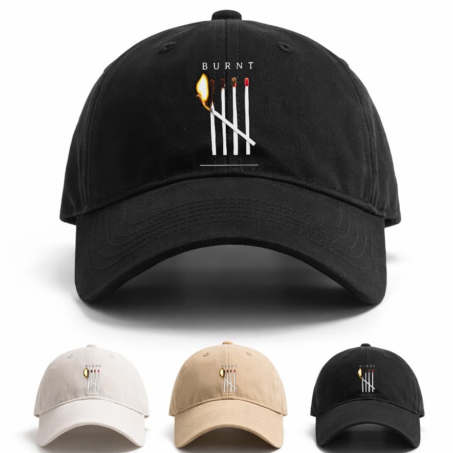 Boné Aba Curva Burnt Matches Palitos de Fósforo Arte Minimalista Qualidade Masculino Feminino Ajustável