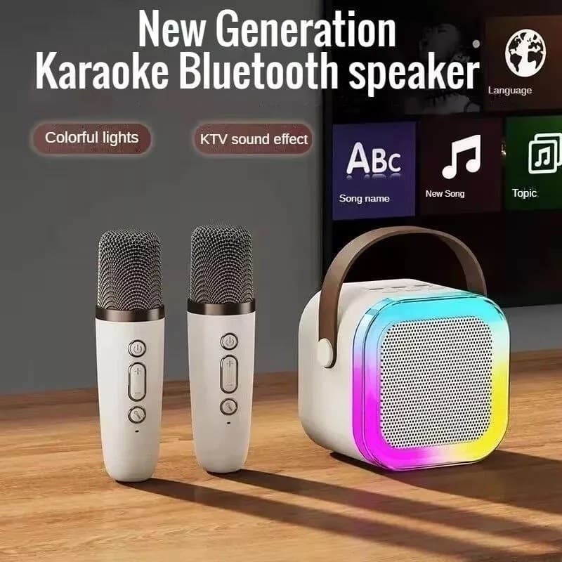 K12 Caixa de som sem fio com microfone Karaokê, Mini Alto-falante Bluetooth portátil de Karaoke com 1/2 Microfone