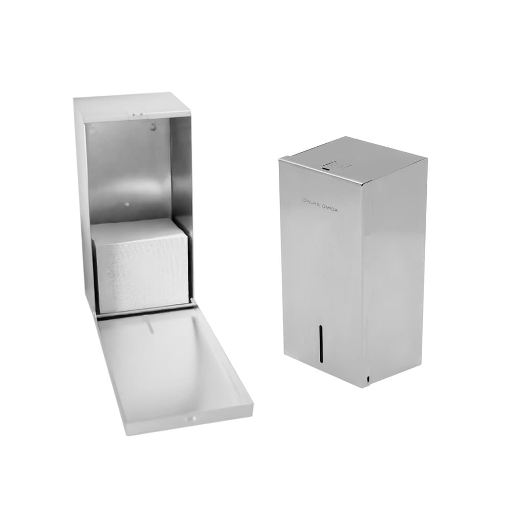 Dispenser de Papel Higiênico Cai-Cai Pro Em Aço Inox Escovado