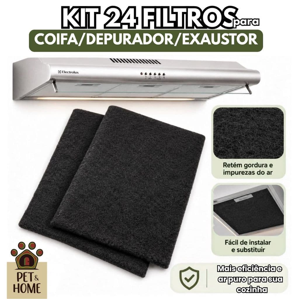 Kit 24 Manta Coifa Depurador Filtro Universal Ajustável Suggar Colormaq Mondial Antigraxa