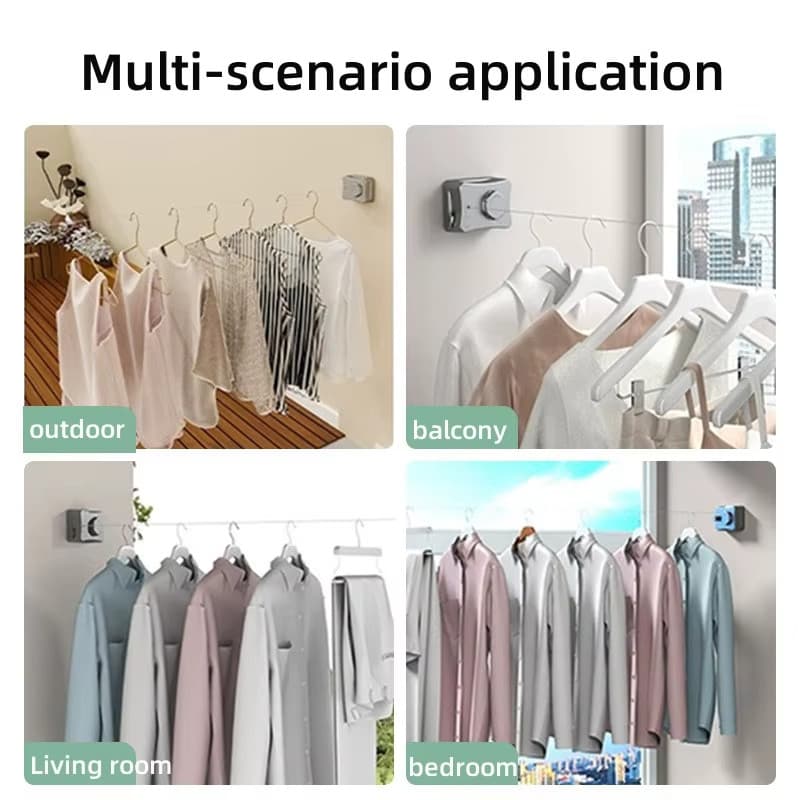 Linha De Lavanderia De Aço Inoxidável Varal Retrátil Ajustável Para Secagem De Roupas Internas E Externas Invisíve  Bran