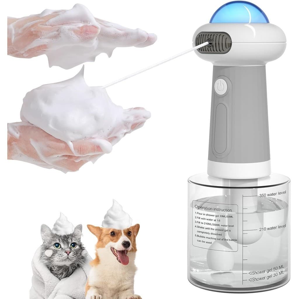 Máquina de Banho Pet com Espuma Automática Pulverizador Elétrico para Cães e Gatos Portátil