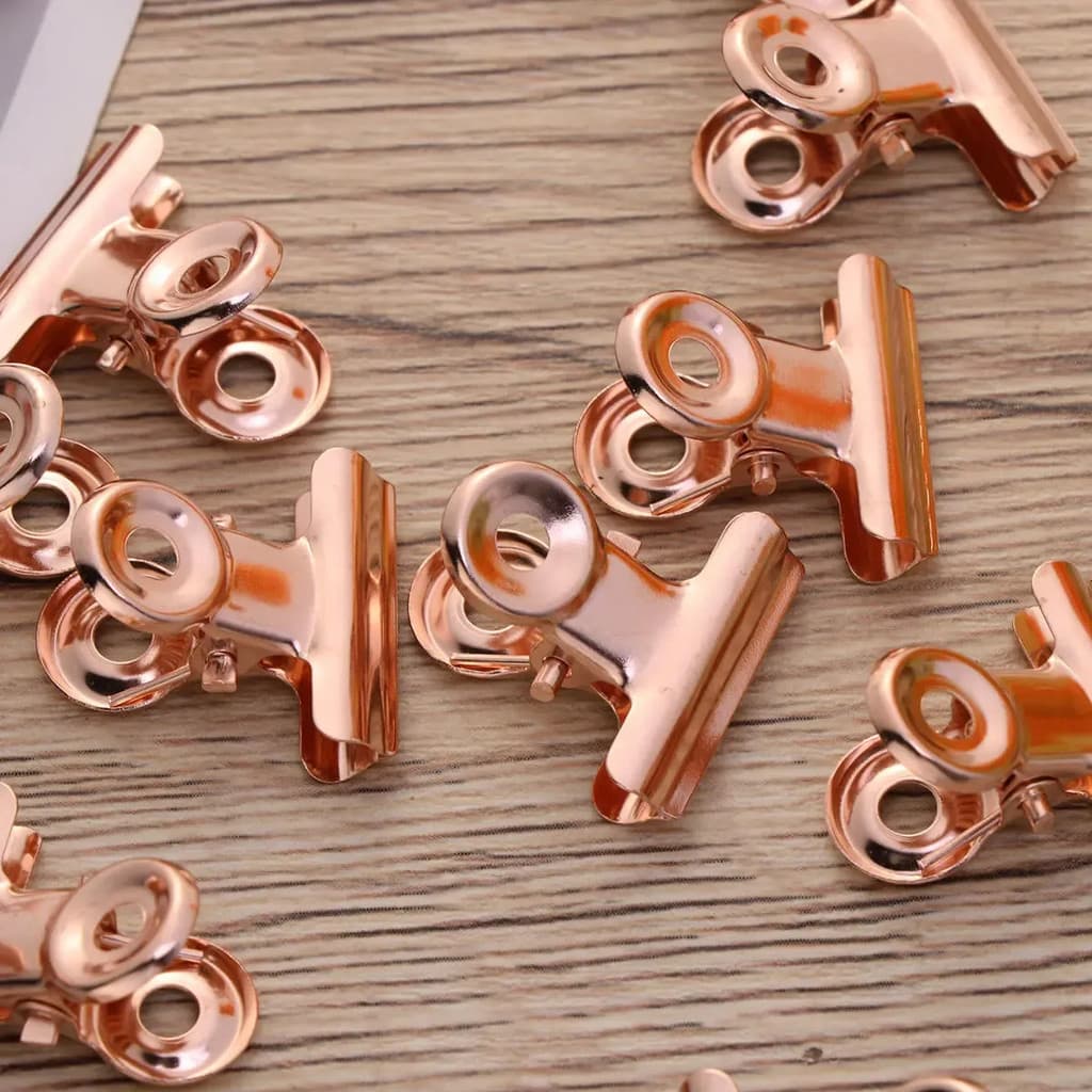 9 Clipe Prendedor Inox 20mm Para Papel Escritório Dourado