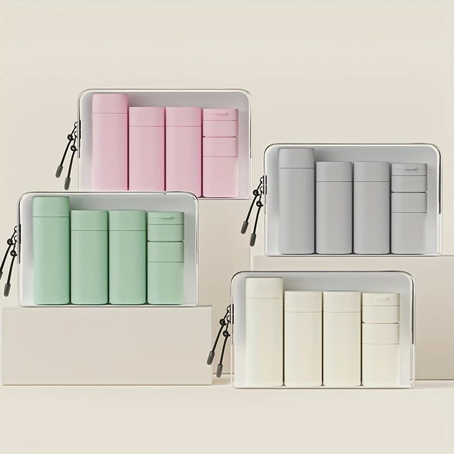 6pcs PE Material Conjunto de Viagem Shampoo Gel de Banho Loção Vazia Frasco Sub-garrafa mil+ Vendido(s) - Rosa