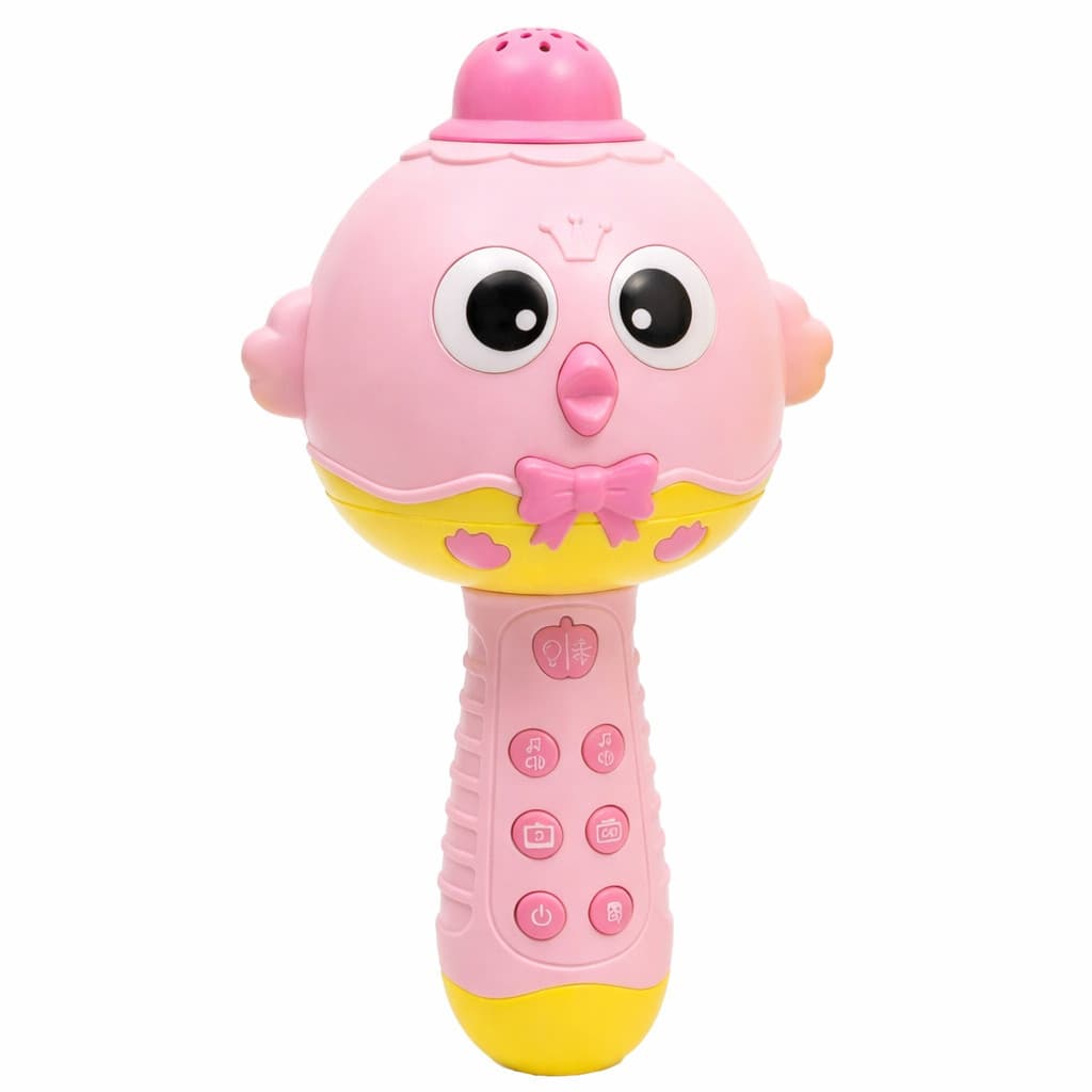 Microfone Musical Infantil Interativo com Luzes e Sons Rosa