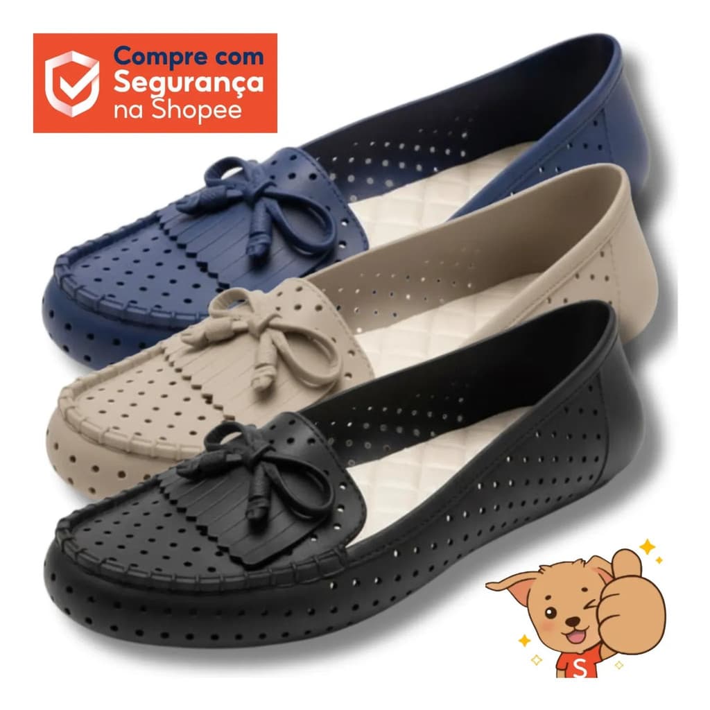 Sapatilha Mocassim Feminina Antiderrapante Casual Confortável Leve Macia Para Trabalho e Passeio