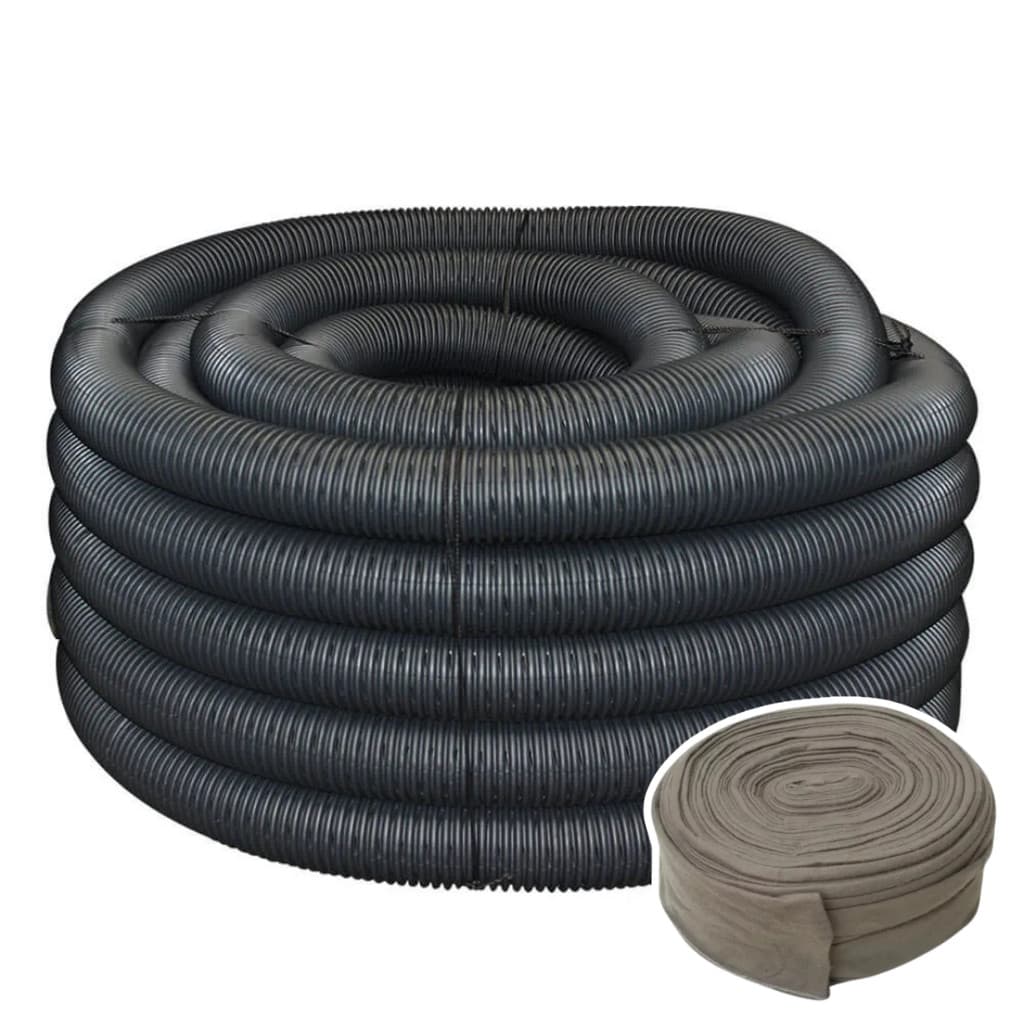 Tubo PEAD Corrugado Dreno 10/25 Metros Perfurado 2.1/2 pol (65mm) Rolo Kit com Manta Filtro Geotêxtil Resistente