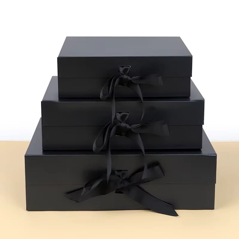 Caixa rígida / cartonada dobrável com fecho magnético e fita de cetim para presente-3 tamanhos Vendido(s) - Pequeno