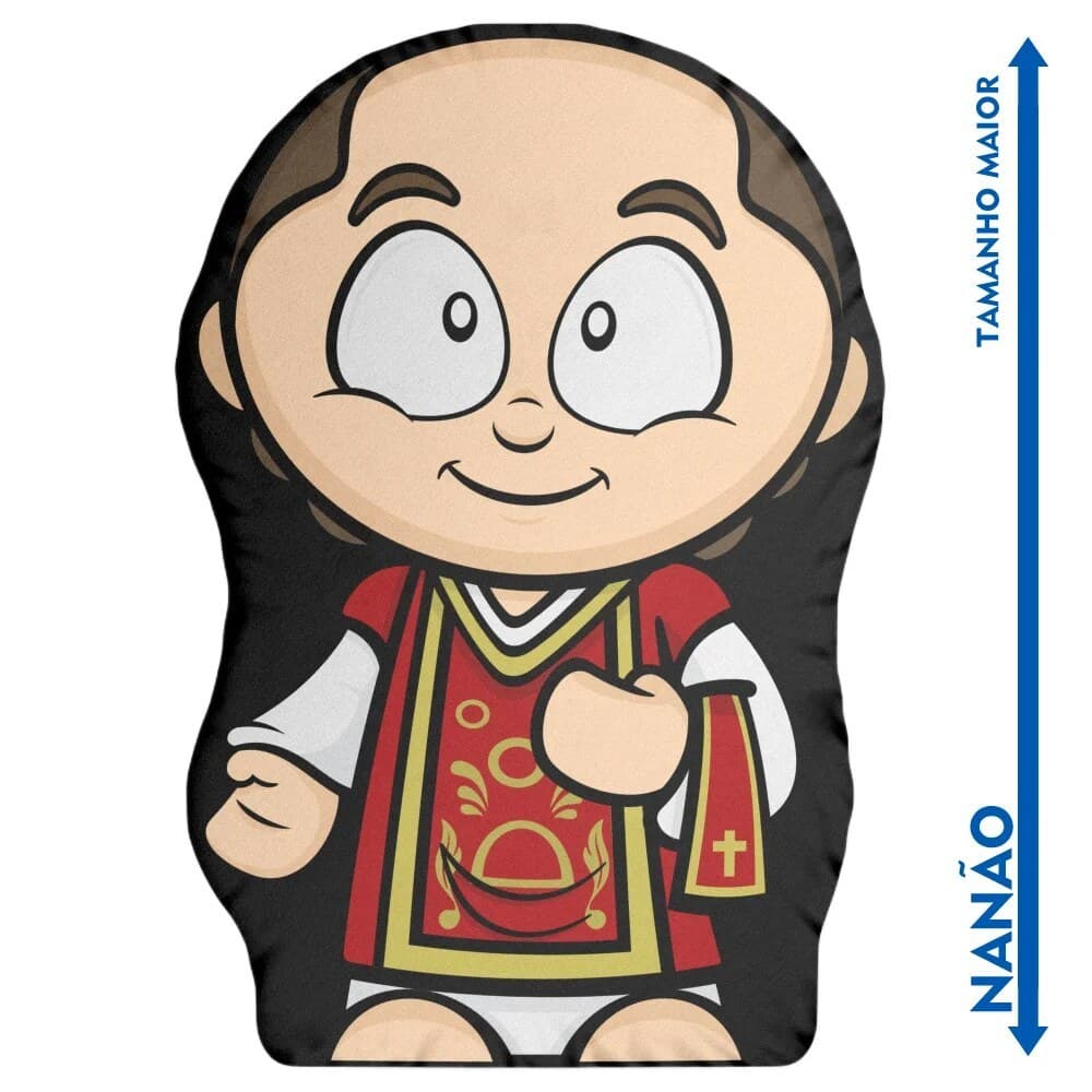 Nanão Boneco Almofada São Francisco de Borja Santinhoz - Almofada Decorativa - Antialérgica - 36cm