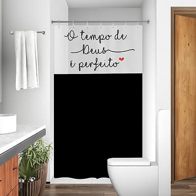 Cortina Box Banheiro Visor C/ Frases Ilhós Anti Mofo Alta Qualidade Moderna PVC Várias Cores e Frases