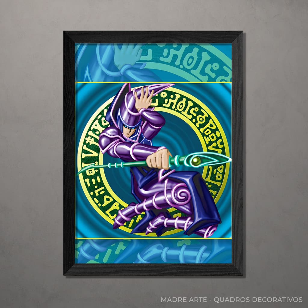 Quadro Decorativo Mago Negro - Yu-Gi-Oh! A4 Com Vidro