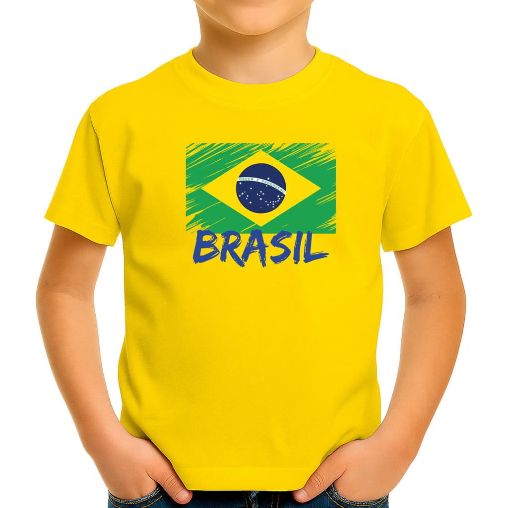 Camiseta Camisa Blusa Infantil Juvenil Para Menino Menina Unissex 100% Algodão do Brasil para Copa MD6