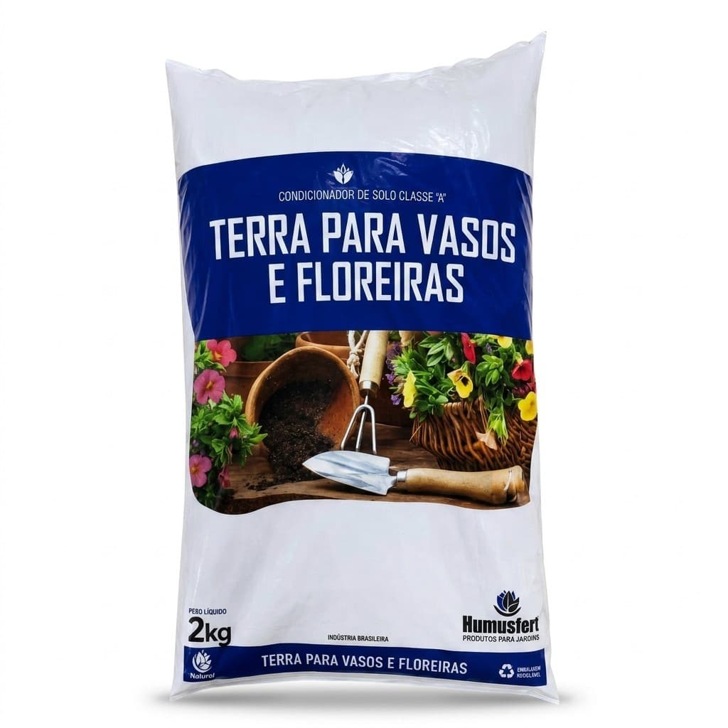 Terra Adubada Vasos Floreiras 2kg Substrato Plantas Ornamentais Humusfert Premium Humos Flores