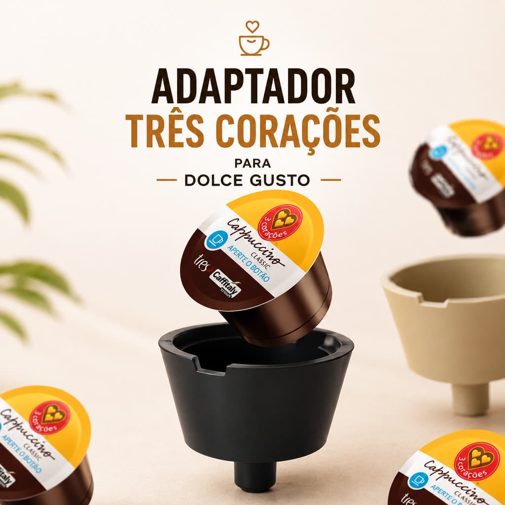 Adaptador para Capsula Tres Coracoes em Cafeteira Dolce Gusto Reutilizavel Compativel Cafe