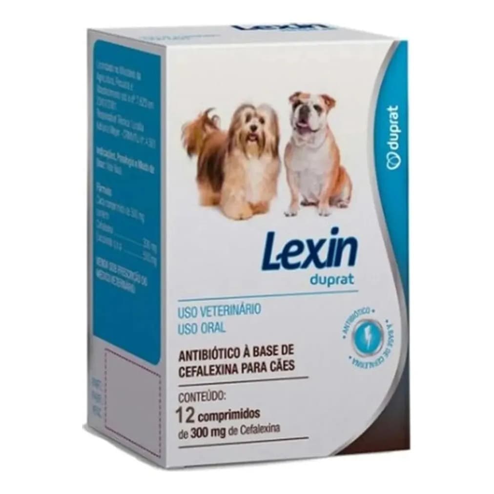 Duprat Lexin C Cefalexina 300mg Antibiótico Cães 12 Comprimidos