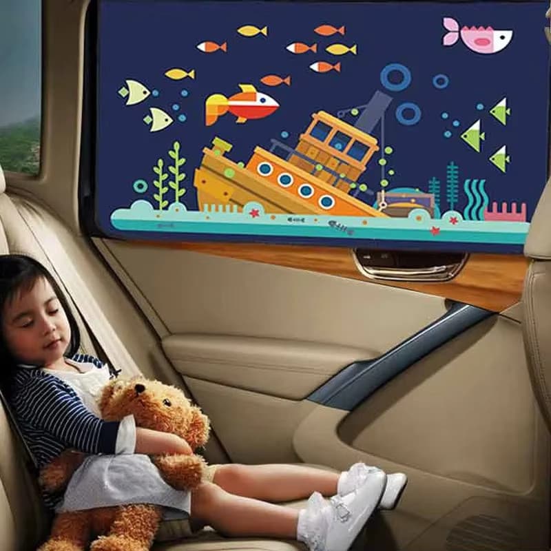 Cortina Protetor Solar Blackout Janela Carro Bebê Infantil Magnética Vendido(s) - Aventura no Mar Profundo