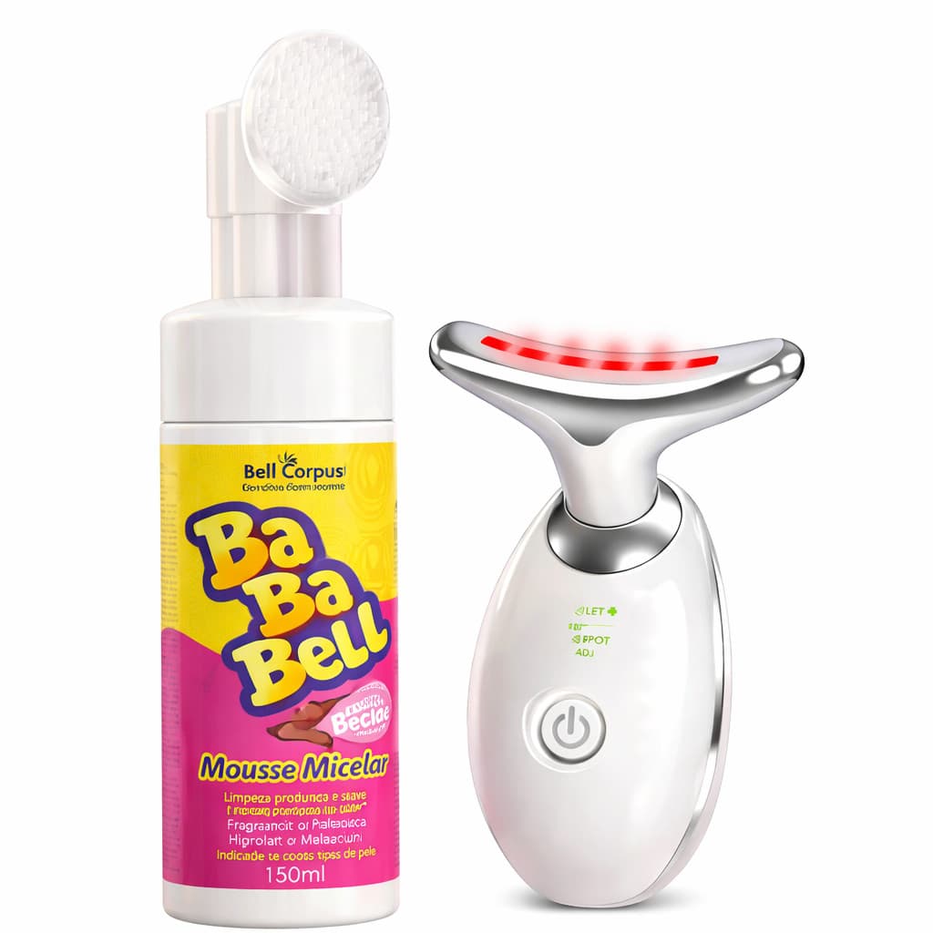 Kit Spa Facial Mousse Limpeza Rosa Mosqueta + Massageador Facial