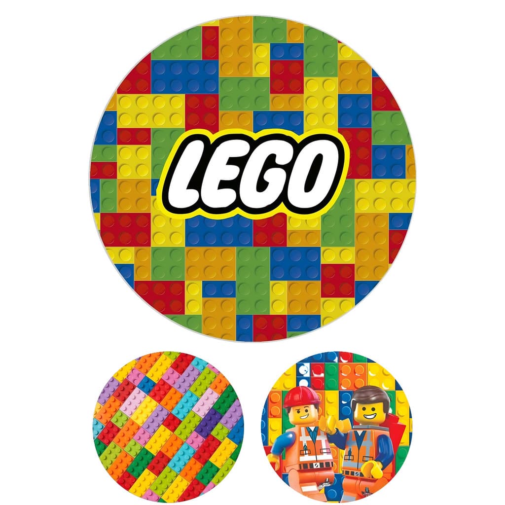 Painel de Festa Lego 50cm Redondo Sublimado com Elástico