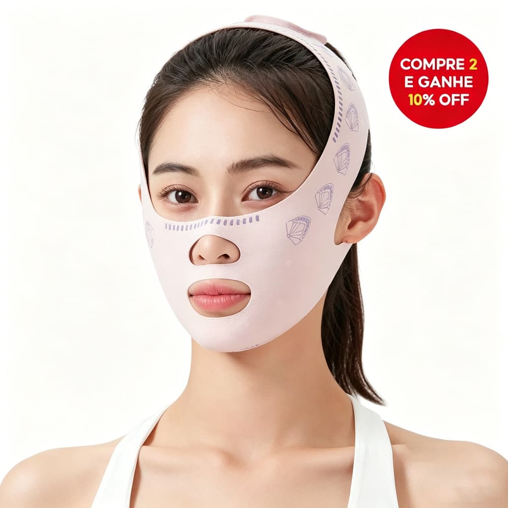 Máscara facial firmadora com efeito lifting para redução da papada e firmeza da linha da mandíbula, para uso diurno e no