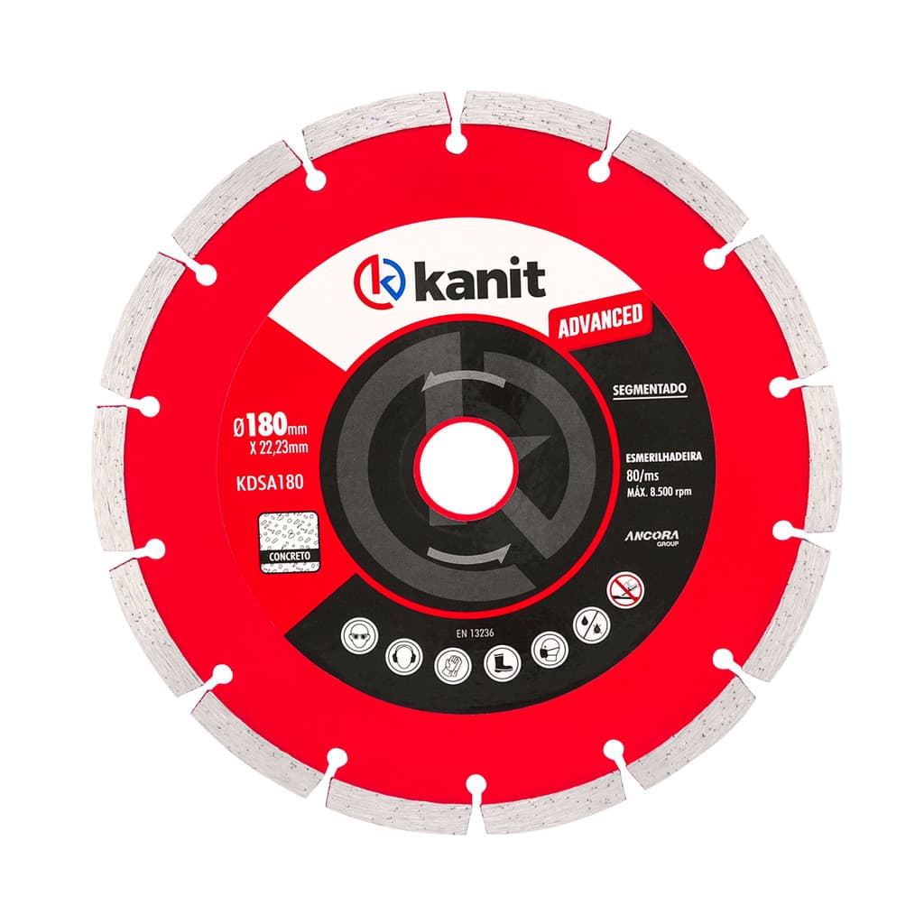Disco Corte Concreto 180x22mm Kanit Diamantado Segmentado 7 Polegadas Obra Pedreiro Pacote 10 Unidades