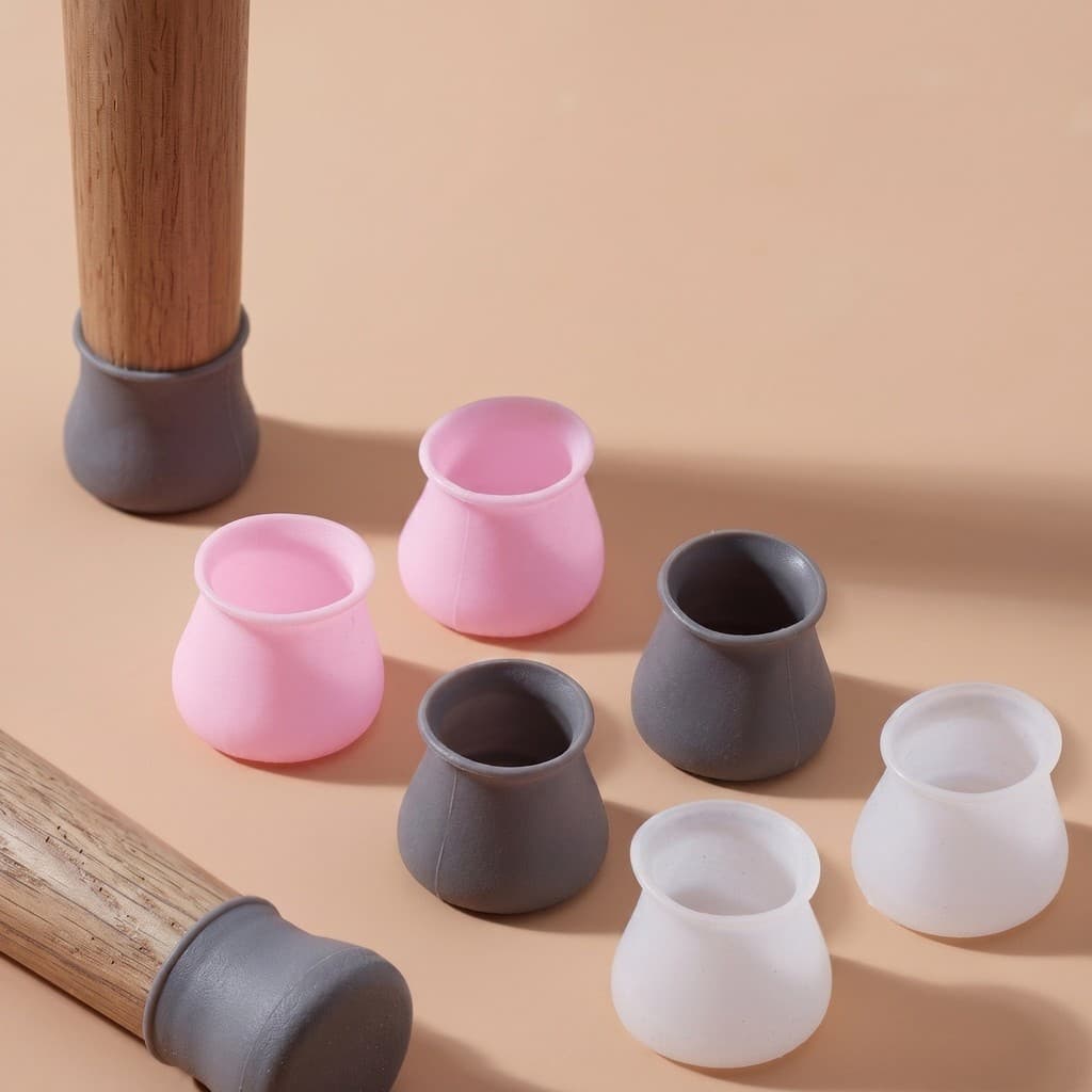Kit Protetor de Pes Redondo Cadeira Mesa Silicone Antiderrapante Ponteira Perna Moveis Nao Risca