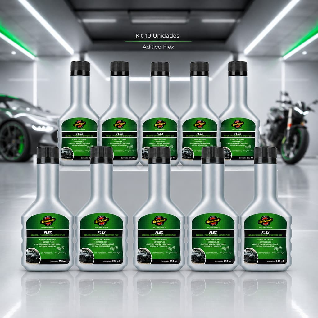 Aditivo Flex BraClean 250ml Kit 10 Unidades Uso Automotivo Sistema De Alimentação Carro Moto
