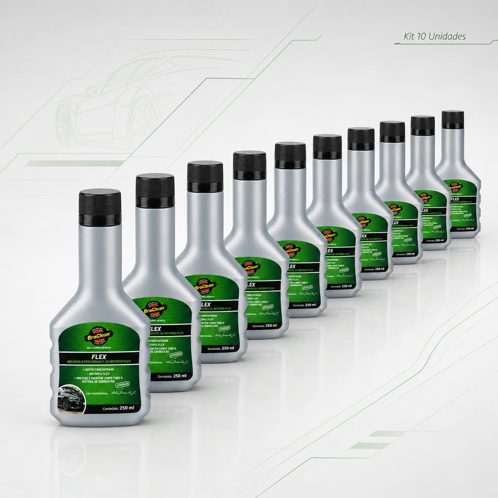 Aditivo Flex BraClean 250ml Kit 10 Unidades Para Combustível Flex Gasolina E Etanol Uso Automotivo