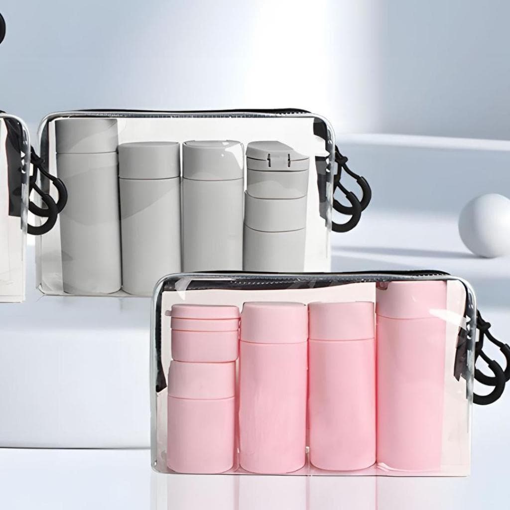 6pcs PE Material Conjunto de Viagem Shampoo Gel de Banho Loção Vazia Frasco Sub-garrafa mil+ Vendido(s) - Cinza