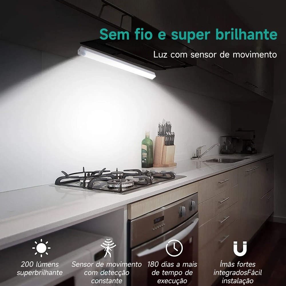 50CM Luz LED Sem Fio sensor De Inteligente Do Guarda-Roupa Quarto De Conveniência Carregamento USB - 30 cm