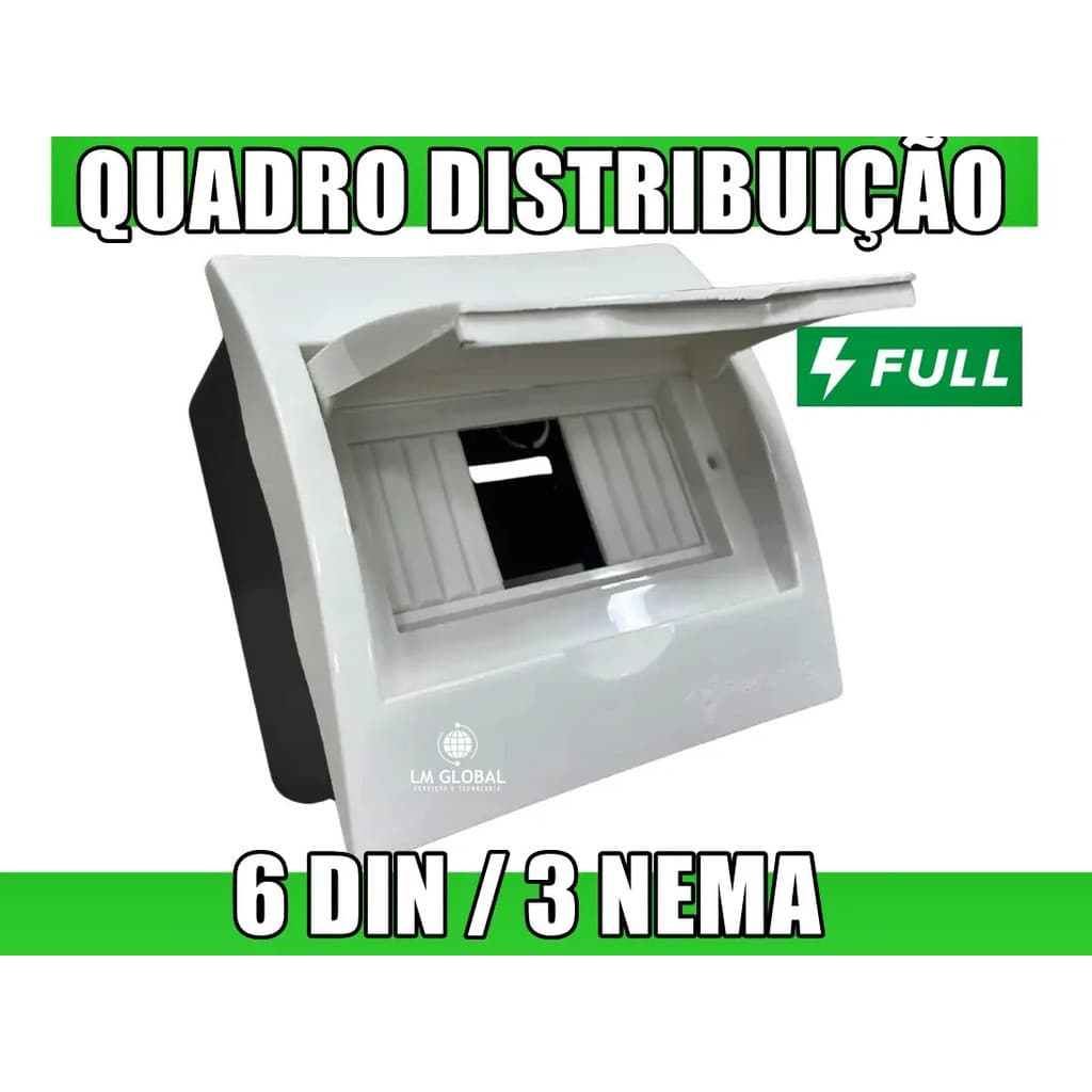 QUADRO DISTRIBUIÇÃO 6 DIN OU 3 NEMA - TAMPA BRANCO - ENVIO IMEDIATO