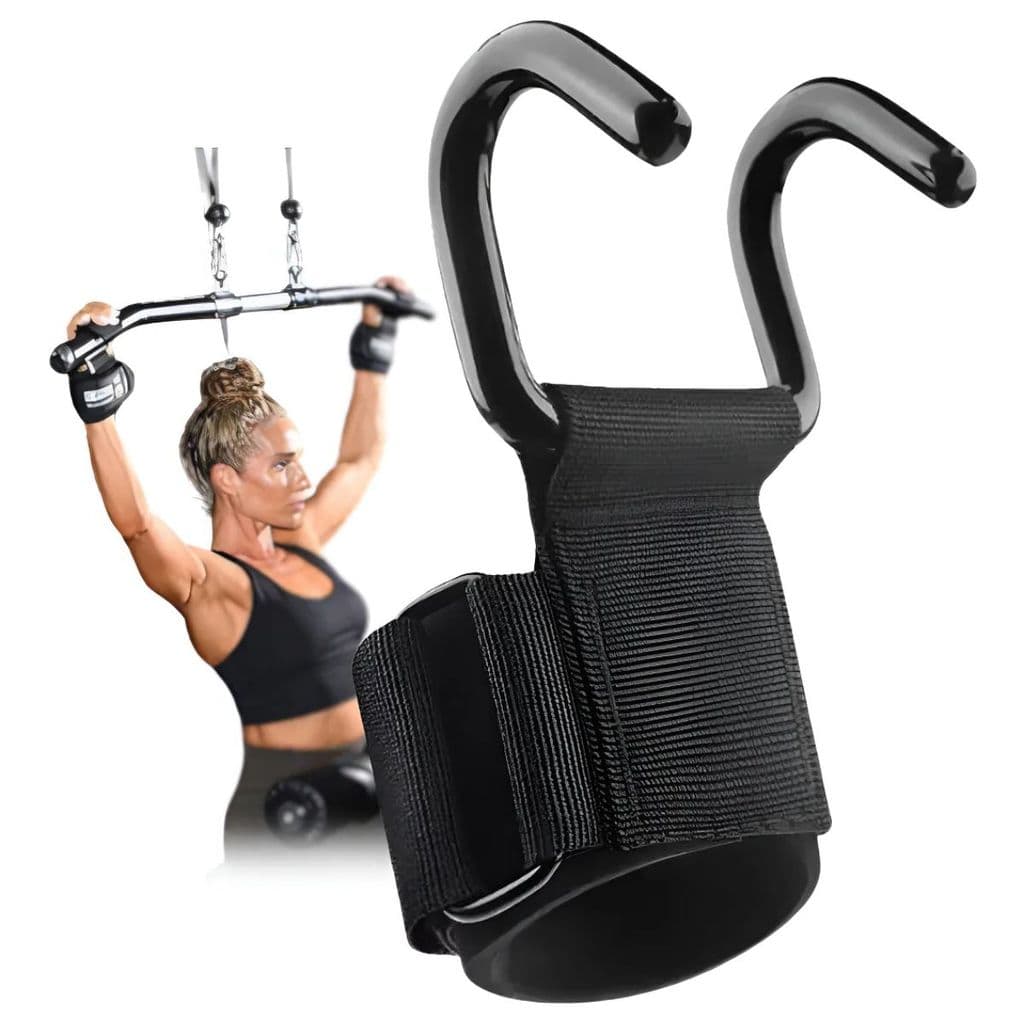 Luva Gancho Strap Grip Musculação Hook Academia 140kg Par Preto