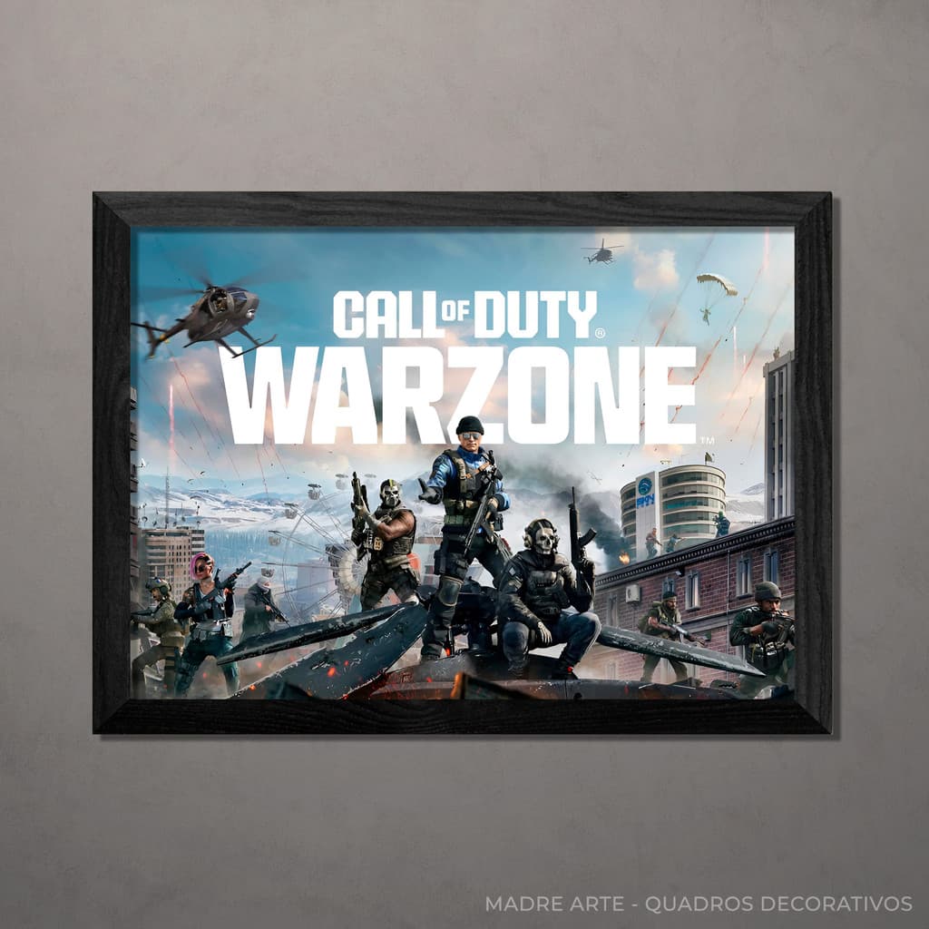 Quadro Decorativo Call Of Duty Warzone A4 Com Vidro