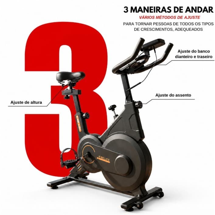 Bicicleta Spinning Ergométrica Silenciosa com Resistência Regulável Indoor Bike Academia Casa 150kg