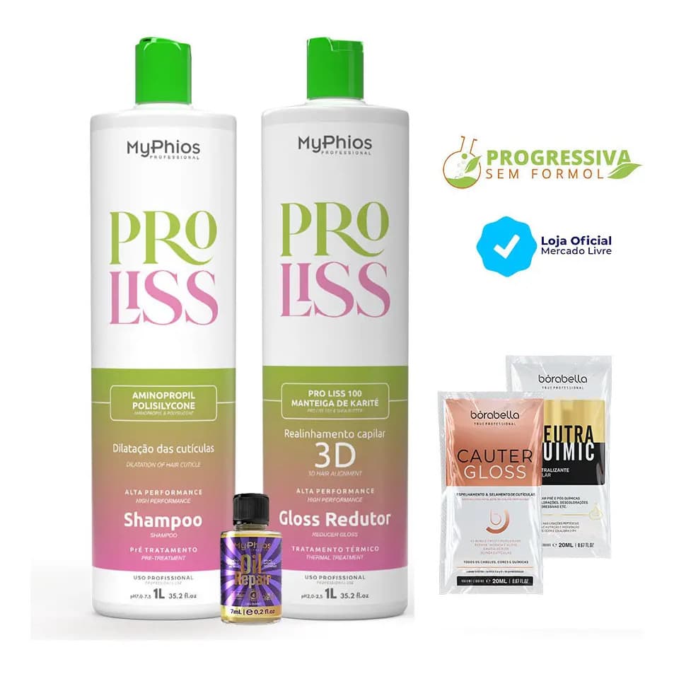 Myphios Kit Escova Progressiva Orgânica Proliss 3d - 2x1 L