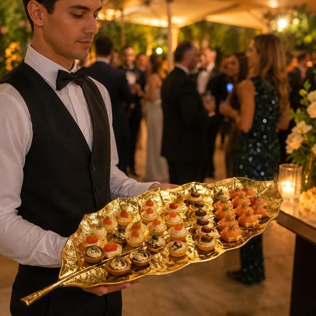 Centro de Mesa Folha Dourada em Metal para Mesa Posta, Bandeja de Servir, Petiscos, Doces, Buffet, Serviço Volante e