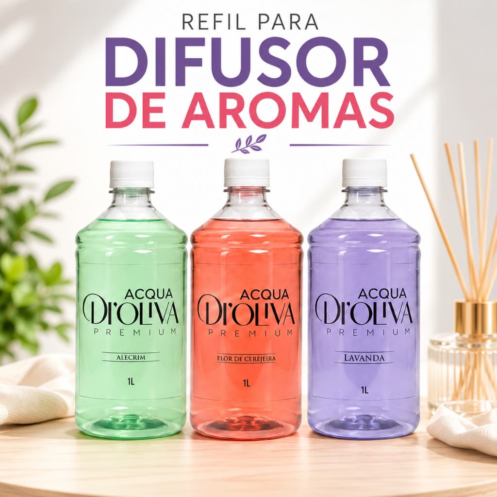 Refil Aromatizador de Ambientes Premium 500ml e 1L Escolha o Aroma Varetas - Eucalipto,1 LITRO