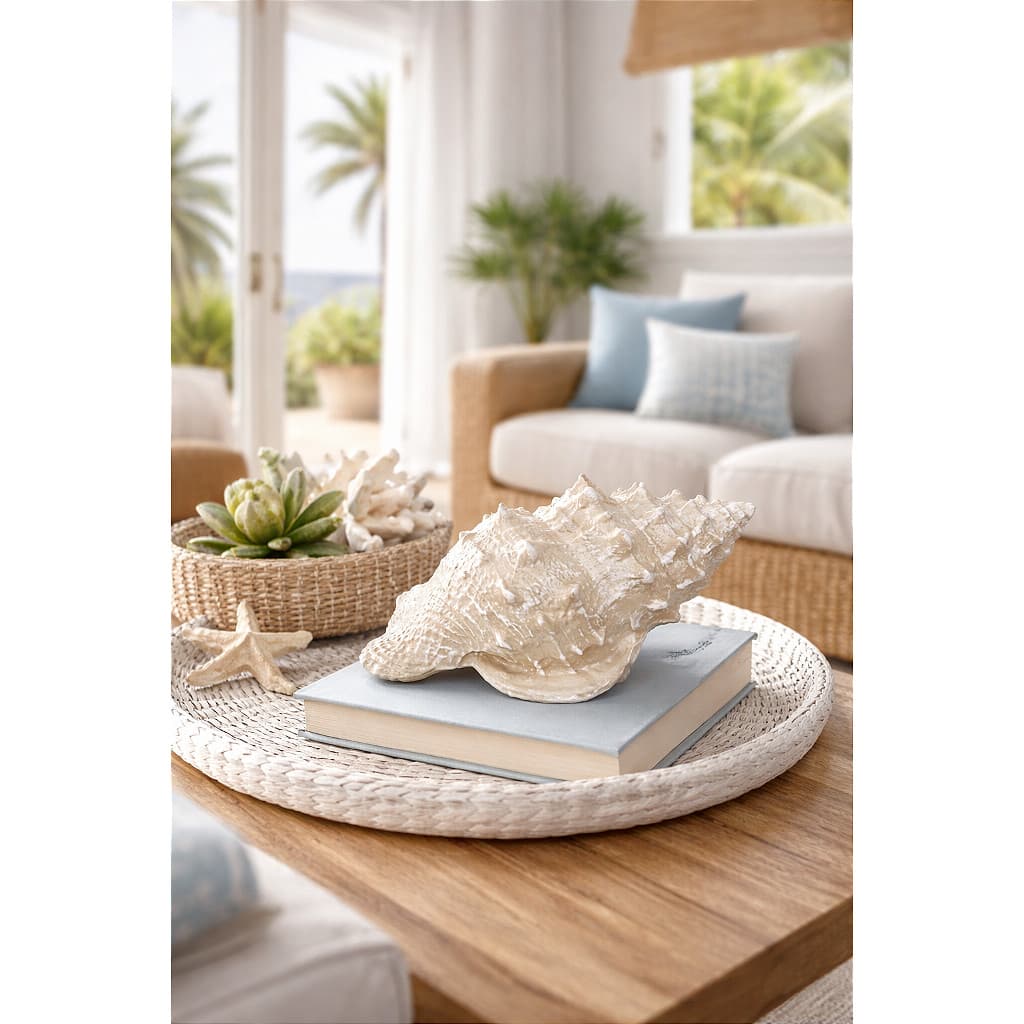 Enfeite Concha Bege em Cerâmica 17,5x11,5x