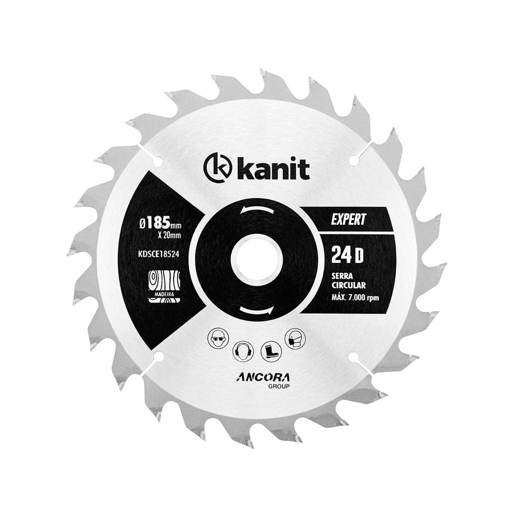 Lamina Serra Circular 185x20mm Madeira Maciça 24 Dentes Atb Kanit Disco Videa Marcenaria Rapido Peça