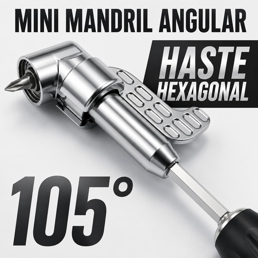 Mini Mandril Angular 105° para Furadeira e Parafusadeira Adaptador de Canto Profissional