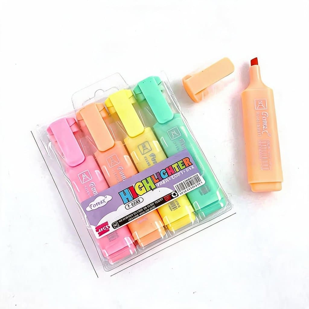 Conjunto Marca Texto Cores Pastel 1/2/4 Unidades, Marcador de Texto Tinta Atóxica Suave para Estudo Escola e Escritório
